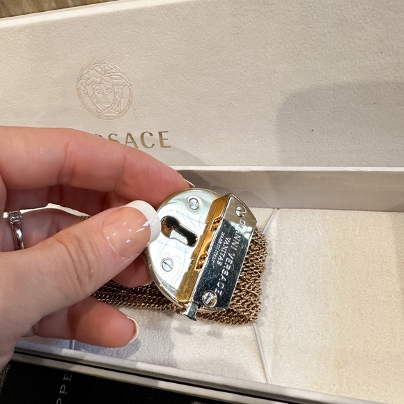 VERSACE Medusa Vanitas Black Enamel Gold-Tone Multi-Chain Medallion Bracelet - Picture 6 of 6